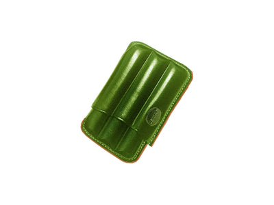 Portasigari Jemar scanalato cuoio verde 460/3 per 3 sigari Toscano, veduta anteriore