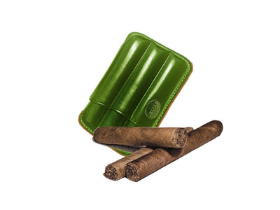 Portasigari Jemar scanalato cuoio verde 460/3, dettaglio finitura