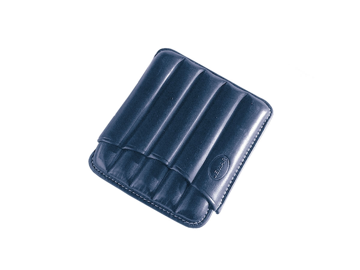 Portasigari Jemar scanalato cuoio blu 460/5 per 5 sigari Toscano, veduta anteriore