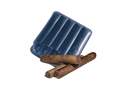 Portasigari Jemar scanalato cuoio blu 460/5, dettaglio finitura