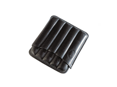 Portasigari Jemar scanalato cuoio nero 460/5 per 5 sigari Toscano, veduta anteriore