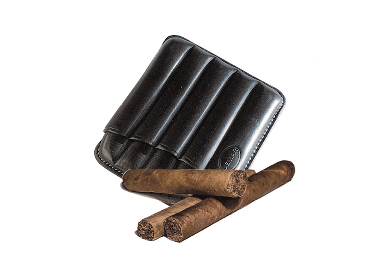 Portasigari Jemar scanalato cuoio nero 460/5, dettaglio finitura