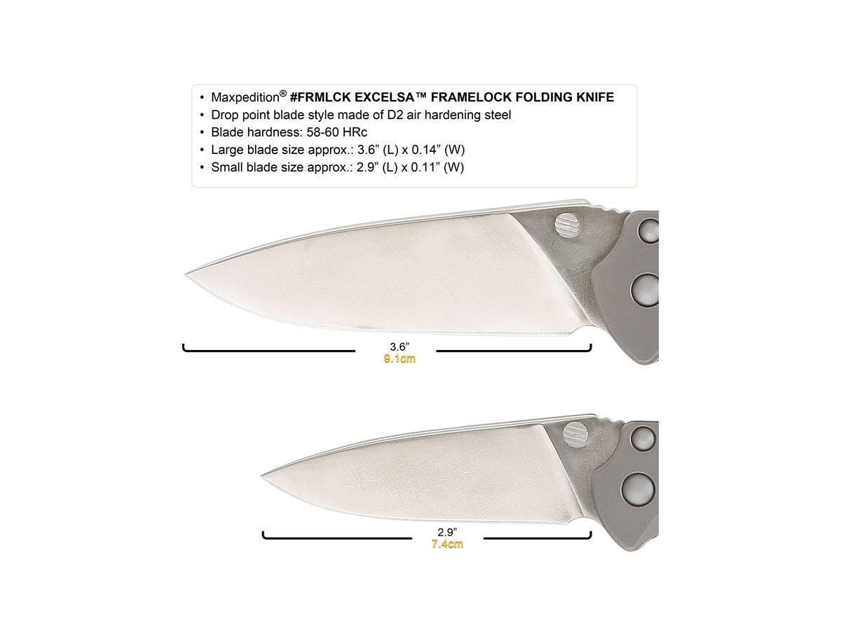 Maxpedition Excelsa Framelock Knife Small - dettaglio apertura e framelock