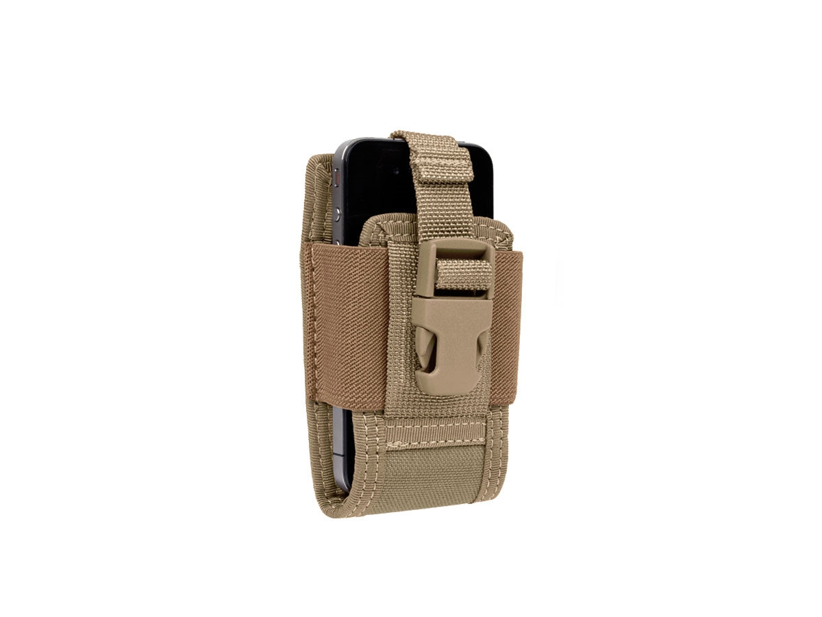 Maxpedition Clip-On 4.5" Phone Holster Khaki - dettaglio clip e apertura