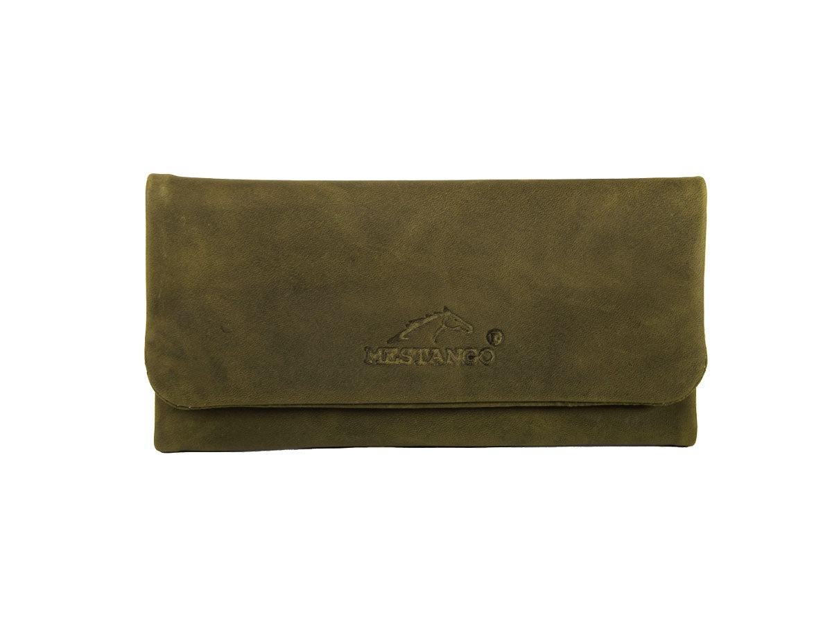 Borsa portatabacco Mestango Shadows 2015 in pelle oliva con chiusura magnetica