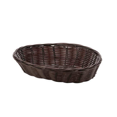 Cestino Pane Ovale in Vimini Plastificato Marrone 23x15 cm 12 Pezzi