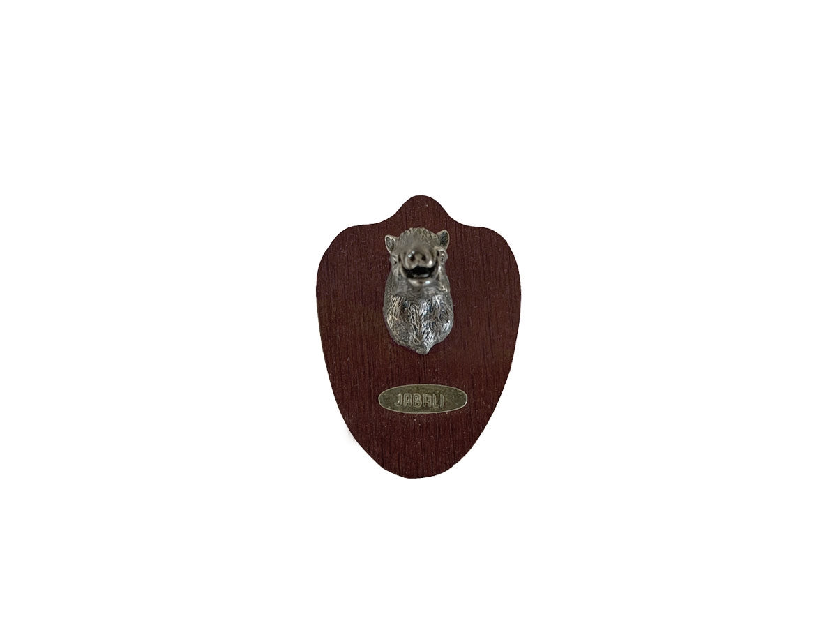 Muela Silverware Boar Head On Wooden Tablet cm 5x7