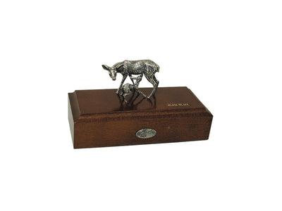 Muela Silverware Deer And Puppy On Wooden Base cm 12x5,5
