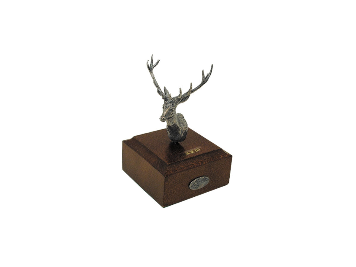 Muela Silverware Deer Head On Wooden Base cm 6x6