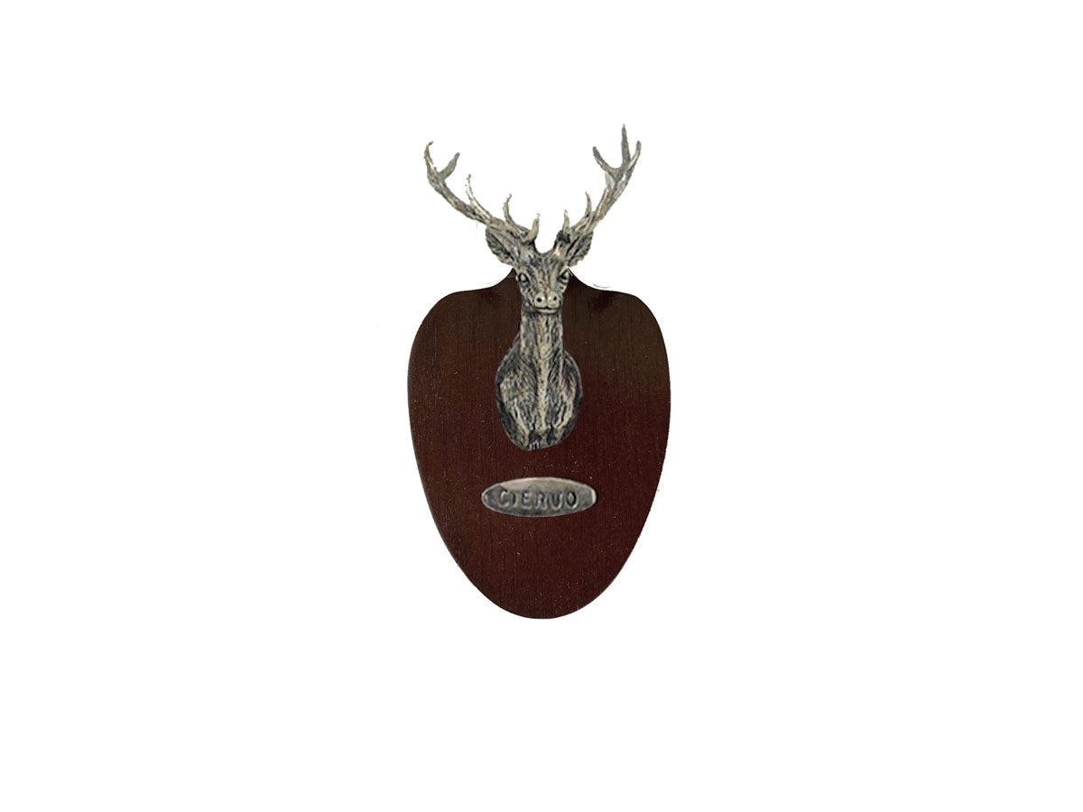 Muela Silverware Deer Head On Wooden Tablet cm 5x7