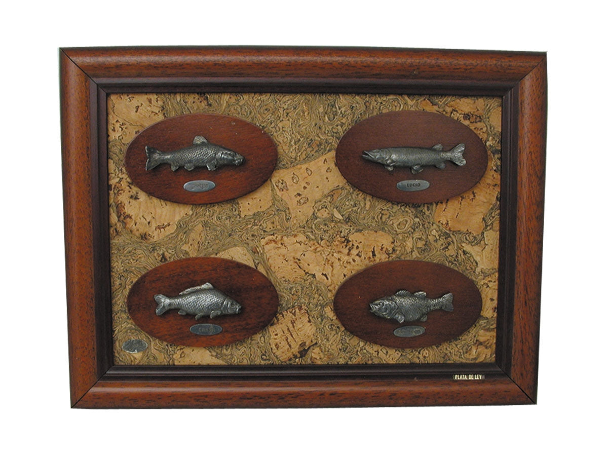 Muela Silverware Framework 5 Fishing Trophies cm 32x24