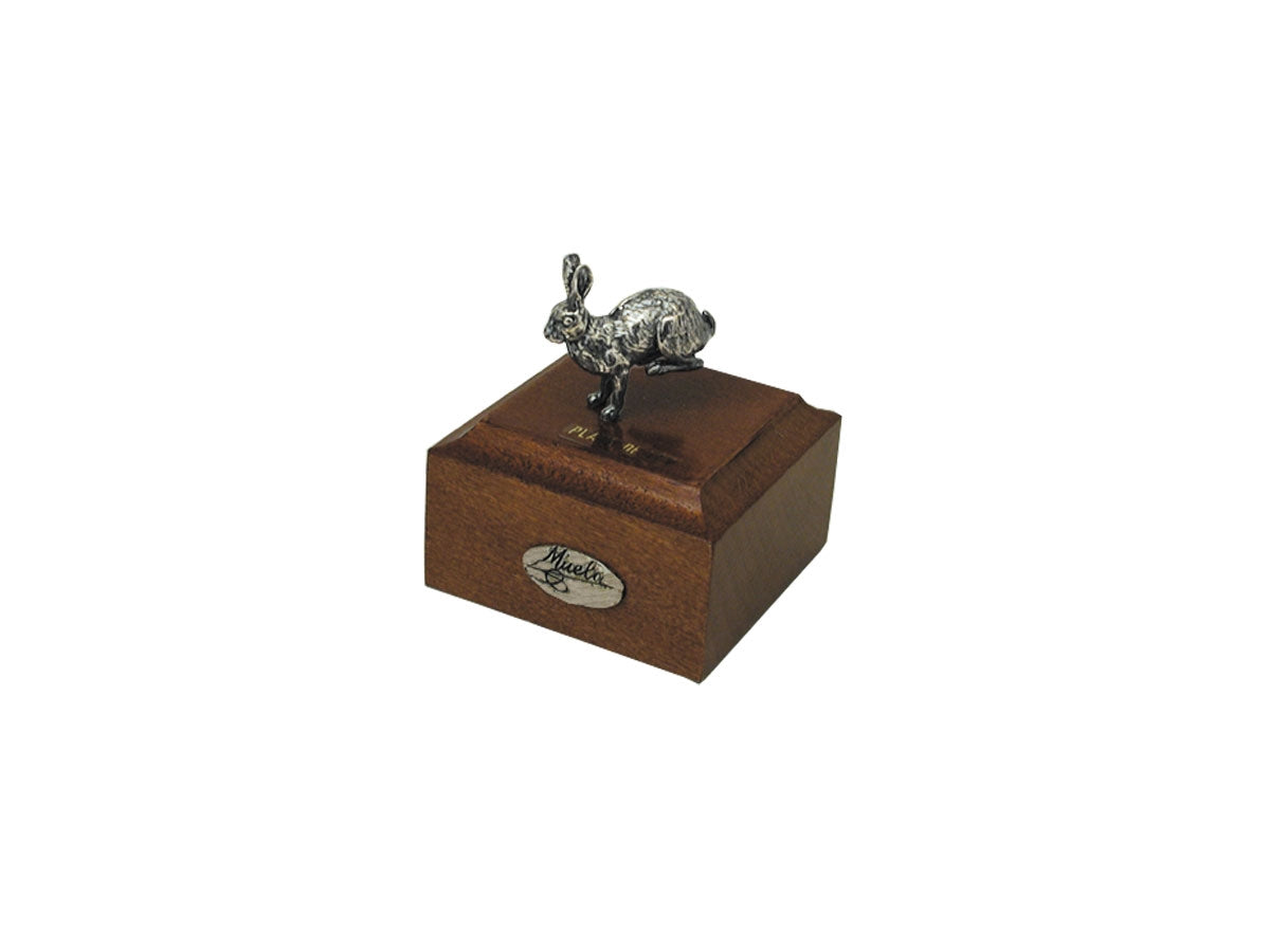 Muela Silverware Hare On Wooden Base cm 5x5