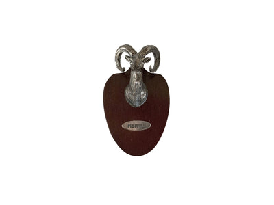 Muela Silverware Mouflon Head On Wooden Tablet cm 5x7