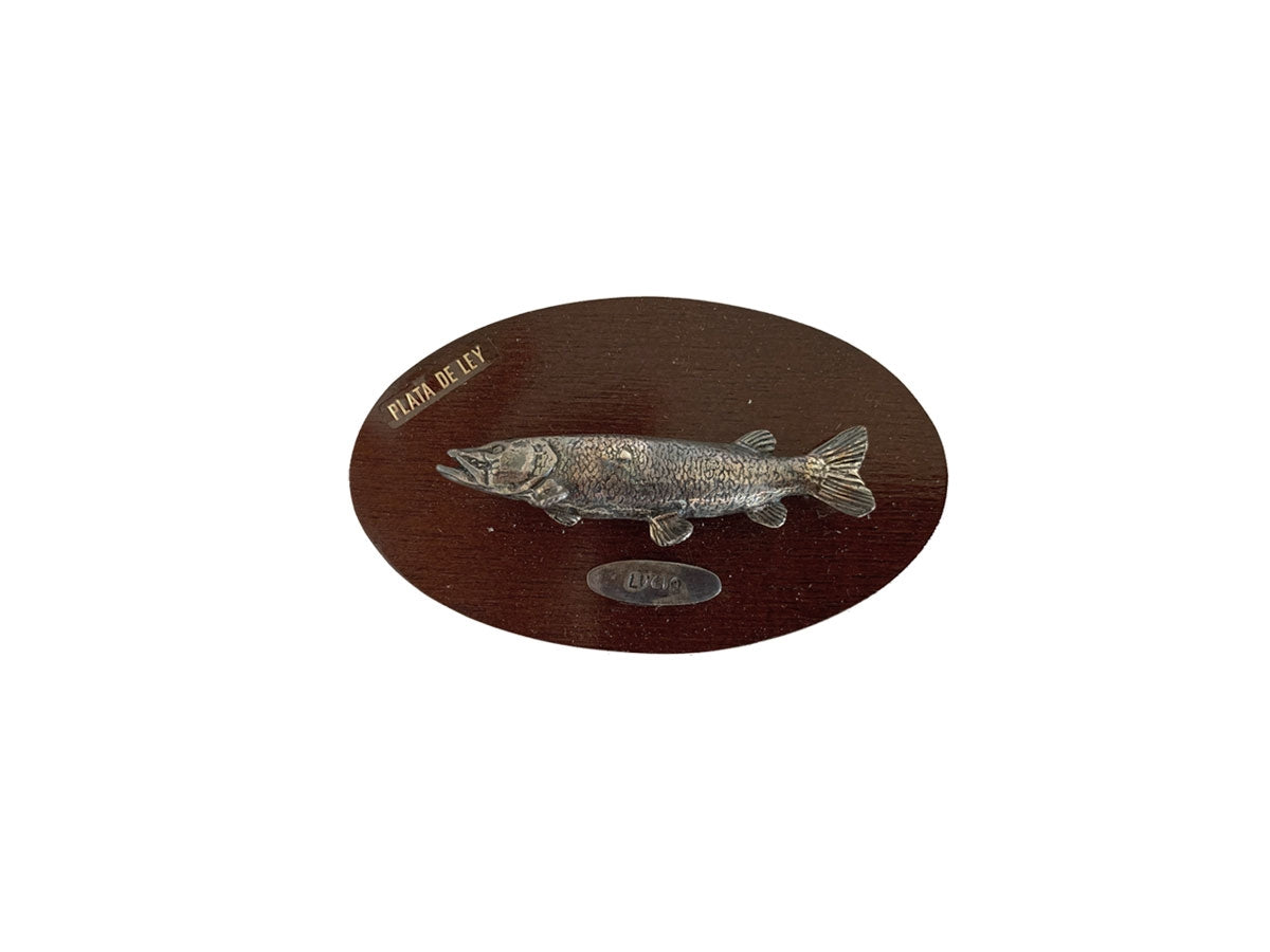 Muela Silverware Pike Fish On Wooden Tablet cm 10x6