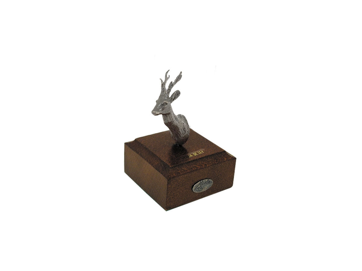 Muela Silverware Roe Deer Head On Wooden Base cm 6x6