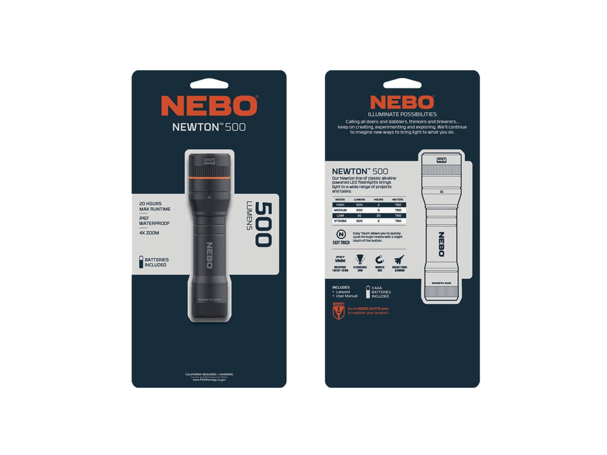 NEBO NEWTON 500 - porta USB-C e interruttore laterale