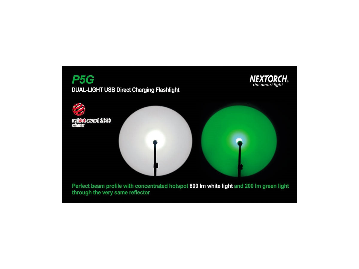 Nextorch P5G Led Dual-Light Ricaricabile (800 Lm WHITE- 200 Lm GREEN) - foto 4