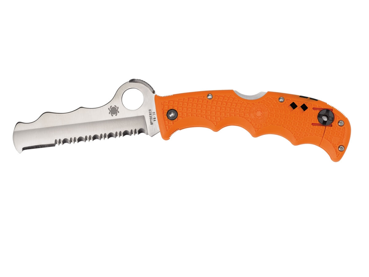Spyderco Assist C79PSOR coltello da soccorso, lama H-1 combo, Carbide Tip, Rescue Hook, FRN arancione