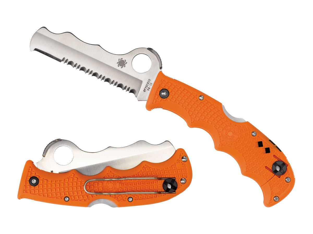 Spyderco Assist C79PSOR dettaglio Rescue Hook e Carbide Tip su FRN arancione alta visibilità