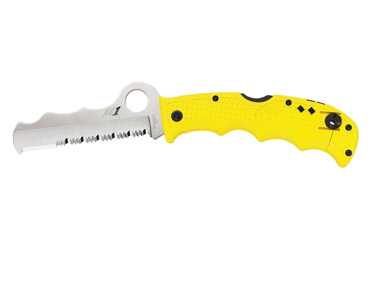 Spyderco Assist Salt C79PSYL lama H-1 azoto combo anticorrosione, Rescue Hook, FRN giallo