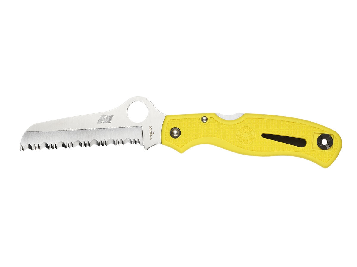 Spyderco Atlantic Salt C89SYL lama Sheepfoot H-1 seghettata punta arrotondata, manico FRN giallo