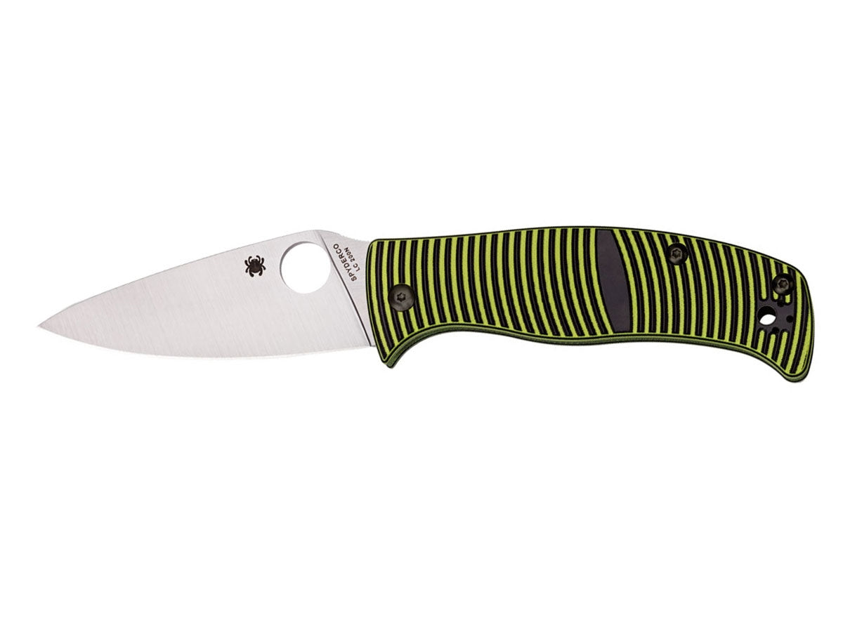 Spyderco Caribbean C217GP lama a foglia LC200N anticorrosione, manico G-10 nero e giallo