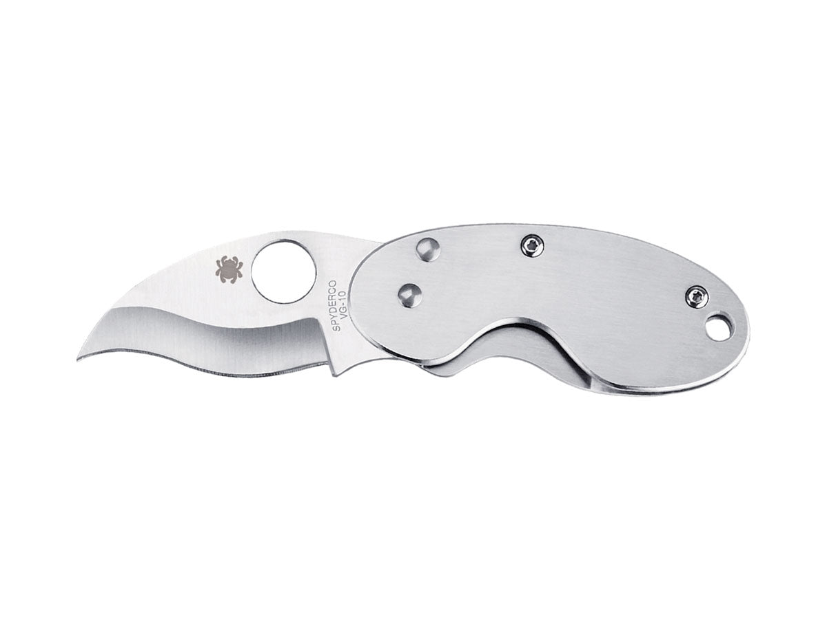 Spyderco Cricket C29P lama VG-10 a S rovesciata PlainEdge, manico acciaio, Reeve Integral Lock