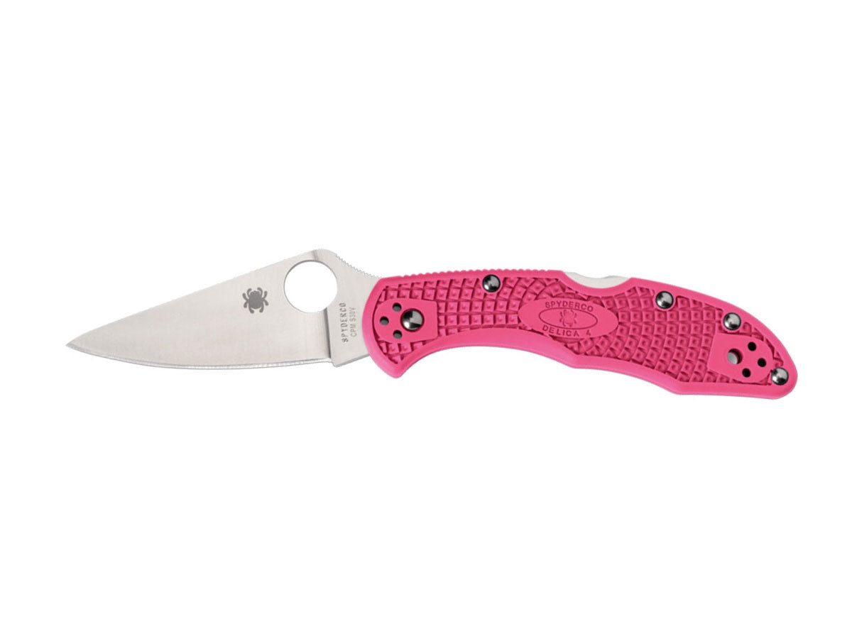 Spyderco Delica 4 C11FPPNS30V lama CPM S30V piatta, manico FRN rosa Bi-Directional Texture