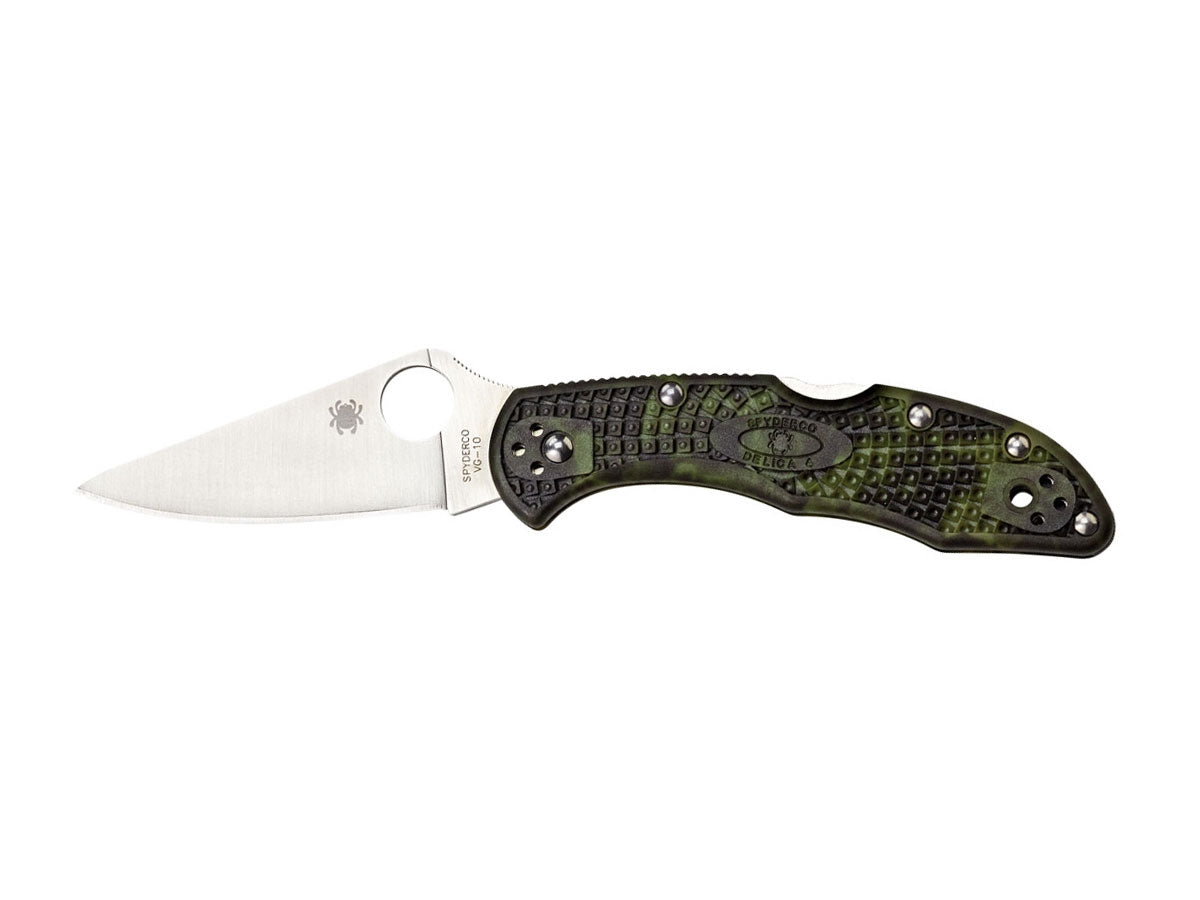 Spyderco Delica 4 C11ZFPGR lama VG-10 piatta 7,4 cm, manico FRN verde Zome
