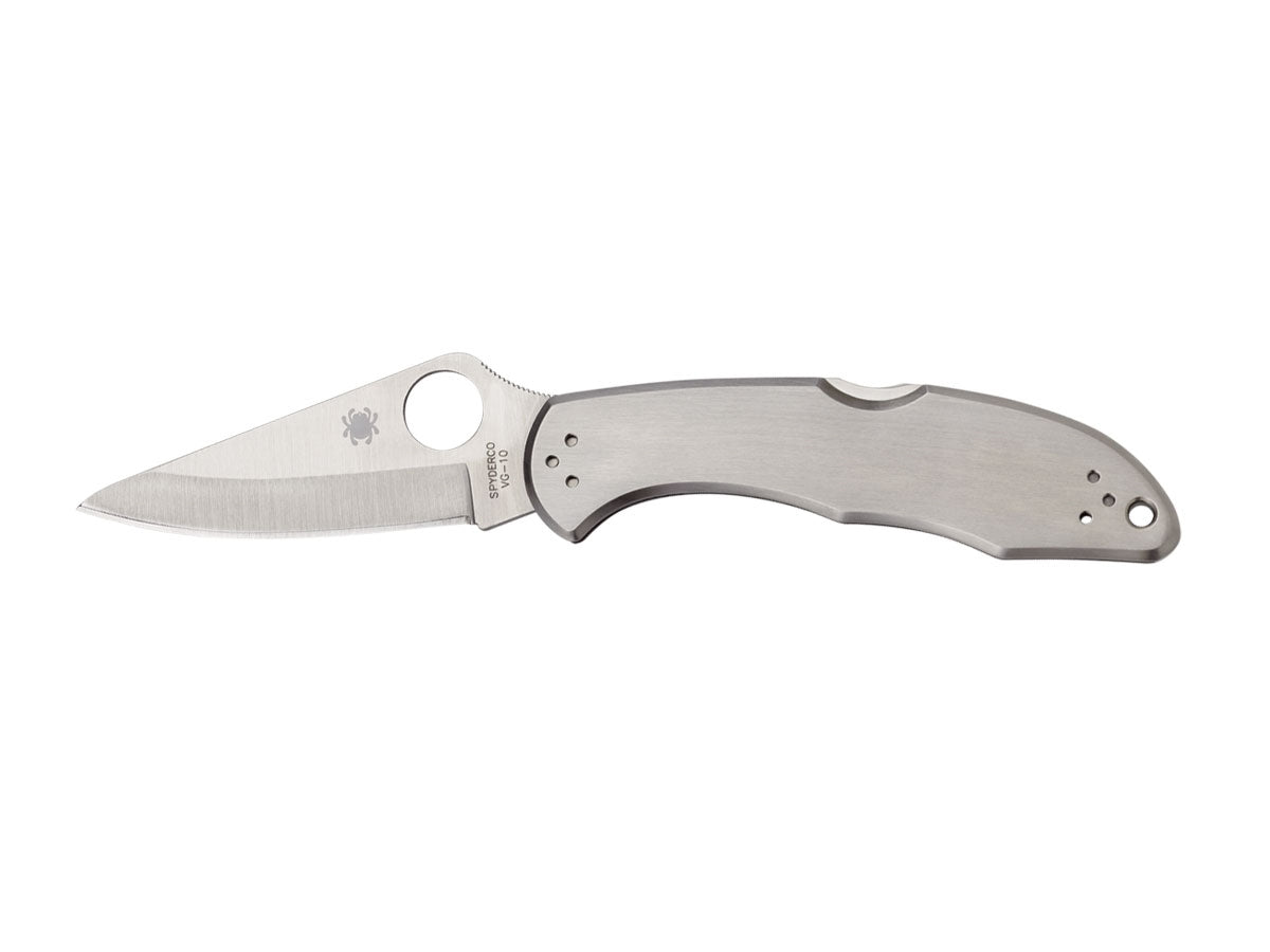 Spyderco Delica 4 C11P lama VG-10 piatta 7,5 cm, manico acciaio, Back Lock Made in Japan