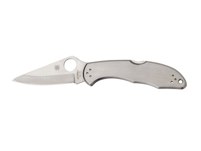 Spyderco Delica 4 C11P lama VG-10 piatta 7,5 cm, manico acciaio, Back Lock Made in Japan
