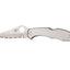 Spyderco Delica 4 C11S lama VG-10 seghettata 7,5 cm, manico acciaio, Back Lock Made in Japan