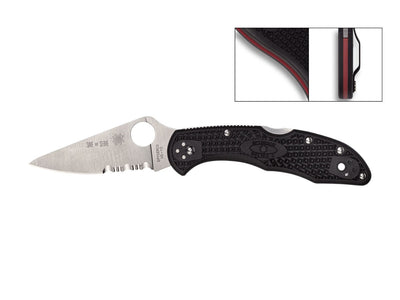Spyderco Delica 4 Thin Red Line C11FPSBKRD, lama VG-10 piatta, liner rossi, tributo vigili del fuoco