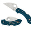 Spyderco Dragonfly 2 C28FP2WK390 dettaglio profilo Wharncliffe K390 e manico FRN blu