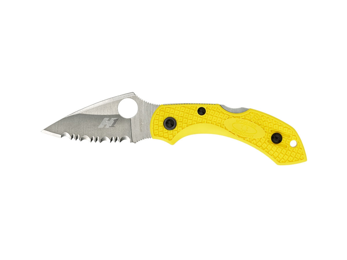 Spyderco Dragonfly 2 Salt C28SYL2 lama H-1 seghettata hollow ground, FRN giallo alta visibilità
