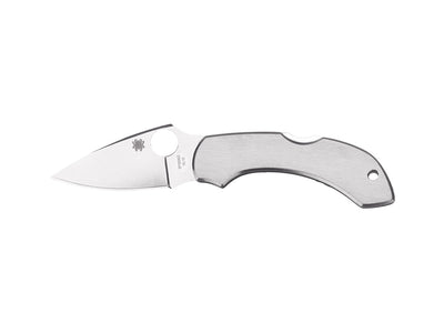 Spyderco Dragonfly C28P lama VG-10 a foglia piatta, manico acciaio incidibile, Back Lock