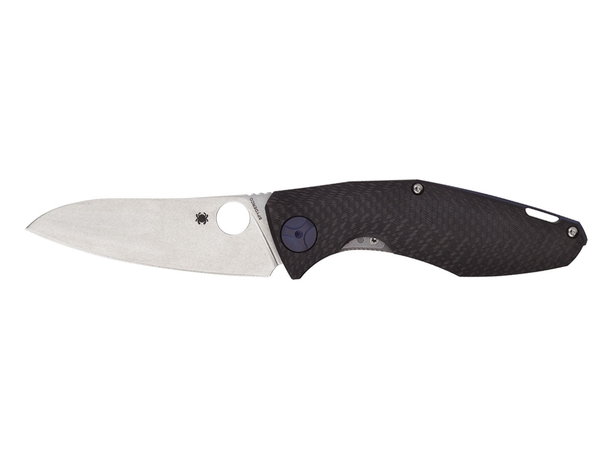 Spyderco Drunken C235CFTIP lama CPM S90V flat grind finitura ruvida manico titanio fibra carbonio Sinkevich - vista principale
