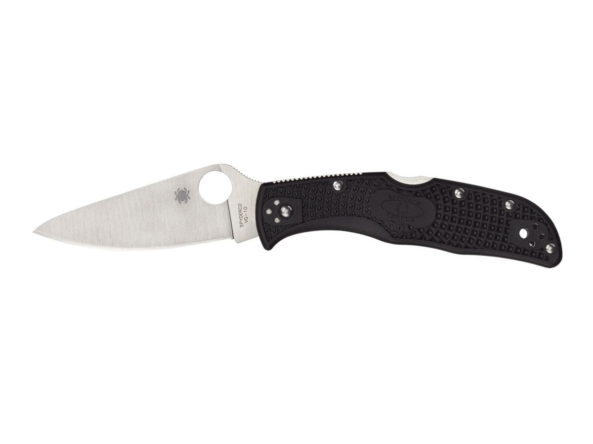 Spyderco Endela C243PBK lama VG-10 piatta, Round Hole ambidestra, manico FRN nero