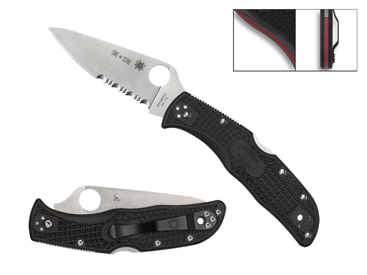 Spyderco Endela Thin Red Line C243FPSBKRD liner rossi, tributo vigili del fuoco