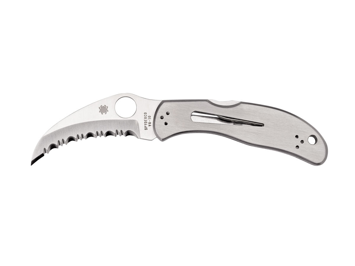 Spyderco Harpy C08S lama hawkbill VG-10 completamente seghettata SpyderEdge, affilatura cava