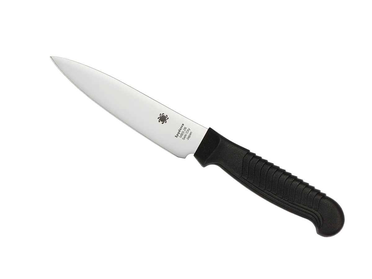 Spyderco Kitchen Classics K05PBK coltello cucina 11,4 cm lama MBS-26 piatta manico polipropilene nero trama a gradini