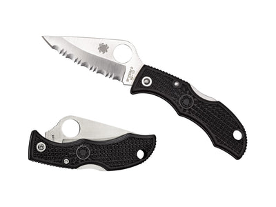 Spyderco Ladybug 3 LBKS3 dettaglio lama VG-10 seghettata e manico FRN nero portachiavi