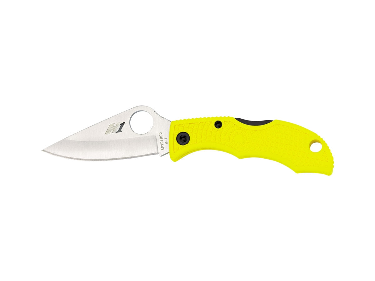 Spyderco Ladybug 3 Salt LYLP3 lama H-1 hollow ground PlainEdge, manico FRN giallo marino, foro cordino