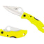 Spyderco Ladybug 3 Salt LYLP3 dettaglio lama H-1 piatta e manico FRN giallo marino portachiavi