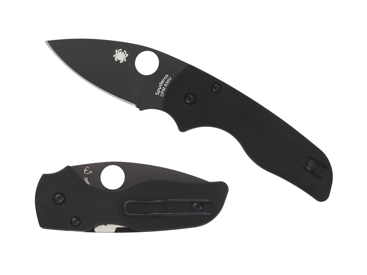 Spyderco Lil' Native C230GPBBK dettaglio lama DLC nera antiriflesso e guancette G-10
