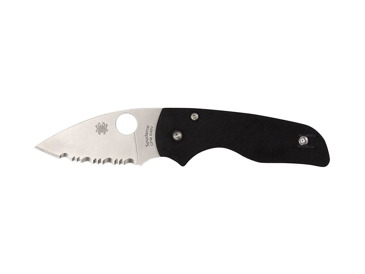 Spyderco Lil' Native C230GS lama CPM S30V seghettata 2,5 pollici flat grind con choil, G-10 nere