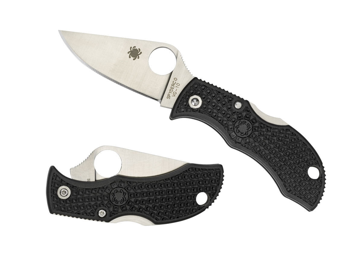 Spyderco Manbug MBKP dettaglio lama VG-10 e manico FRN nero portachiavi
