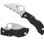 Spyderco Manbug MBKWS dettaglio lama Wharncliffe seghettata e manico FRN nero portachiavi