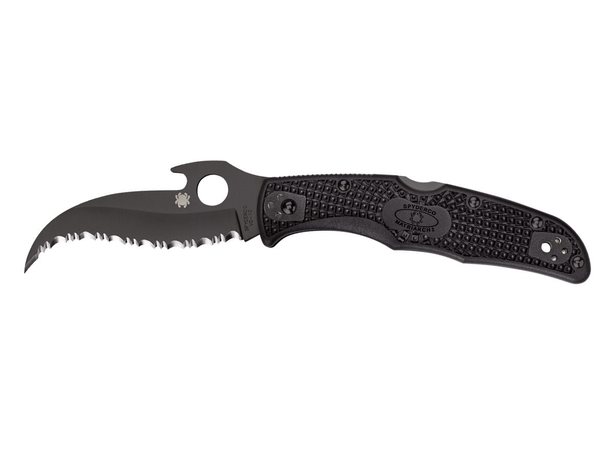 Spyderco Matriarch 2 C12SBBK2W lama VG-10 seghettata 9,1 cm, manico FRN nero