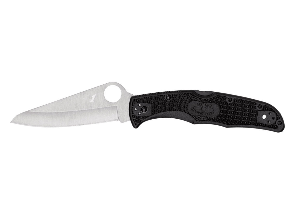 Spyderco Pacific Salt 2 C91PBK2 lama H-1 anticorrosione piatta, manico FRN nero Bi-Directional Texture